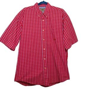 Roper Red Plaid Casual Button Down Shirt Sz L Short Sleeve Relaxed Fit Western